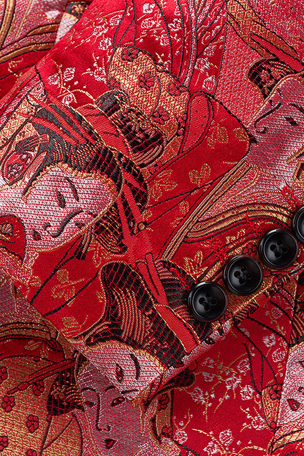 Rød Floral En Knapp Montert Hakket Jakkeslag Herre Blazer