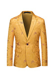 Gul hakket jakkeslag Floral One Button Blazer for menn