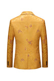 Gul hakket jakkeslag Floral One Button Blazer for menn