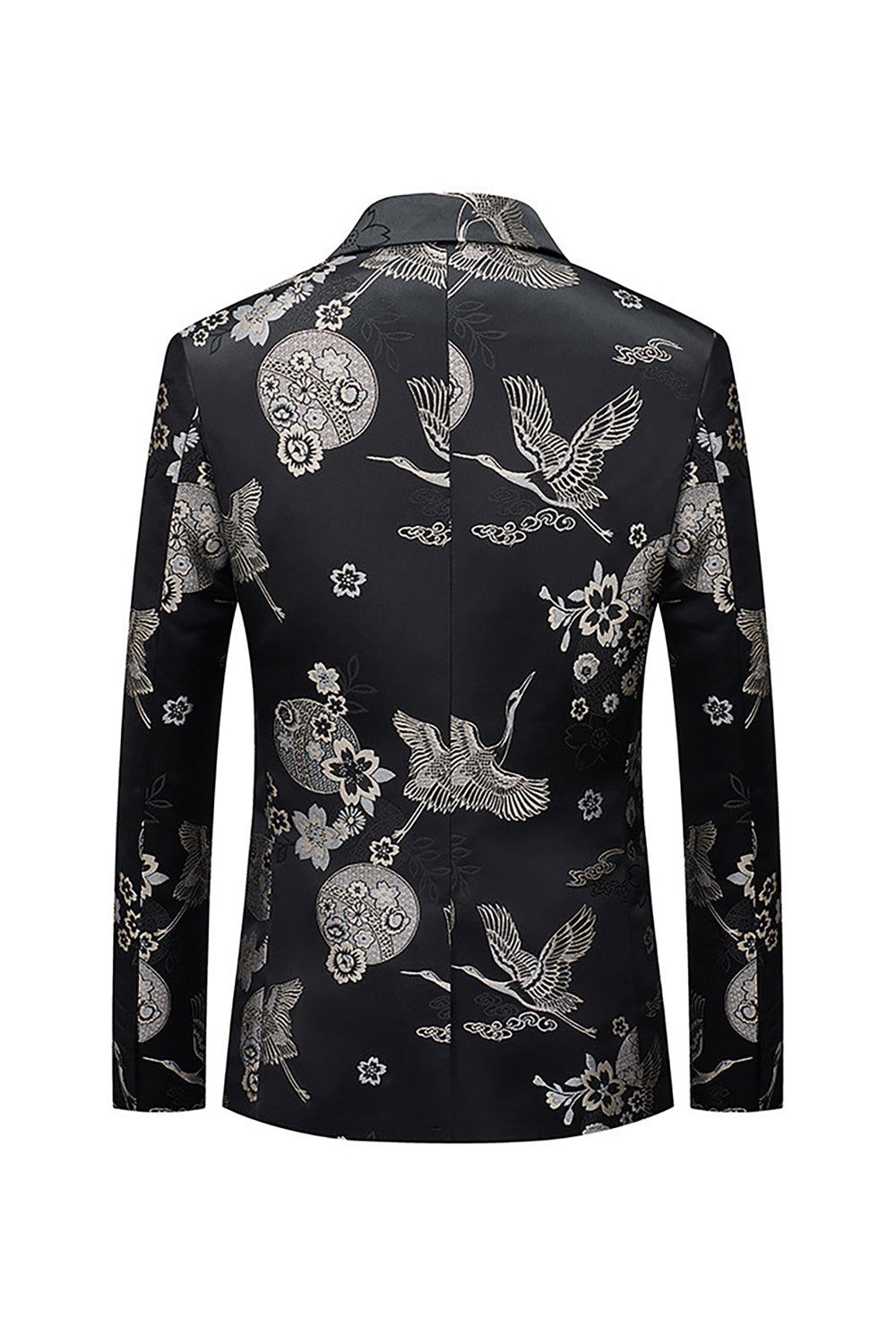 Black Peaked Lapel Floral Blazer for menn