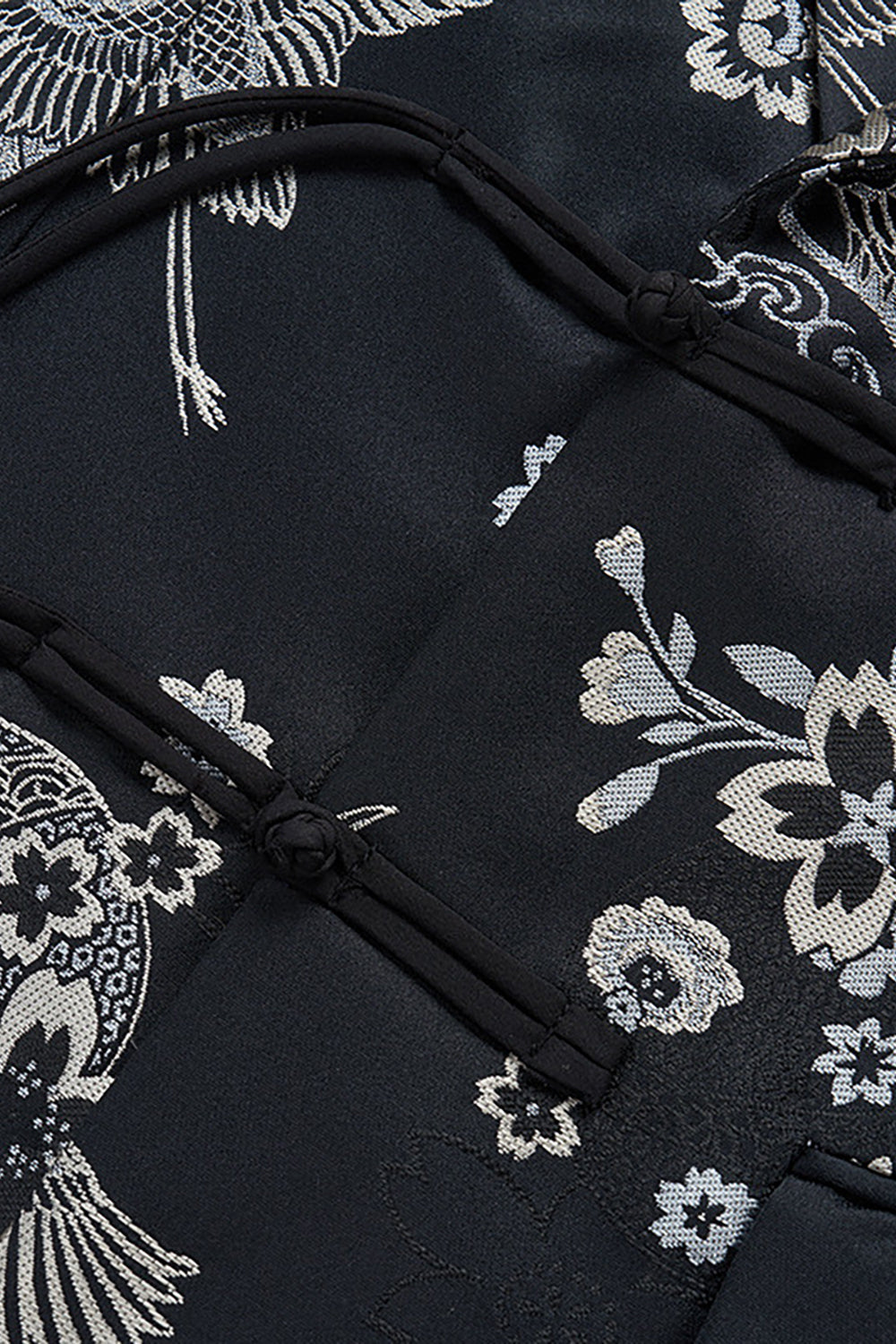 Black Peaked Lapel Floral Blazer for menn