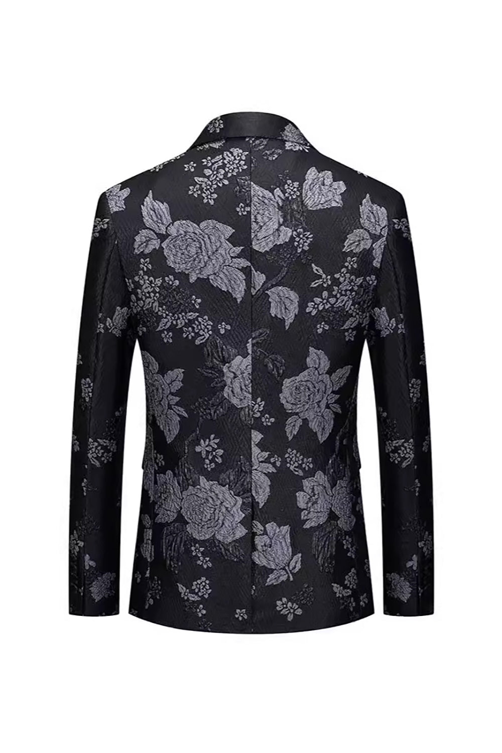 Svart Floral Peak jakkeslag En knapp Blazer for menn