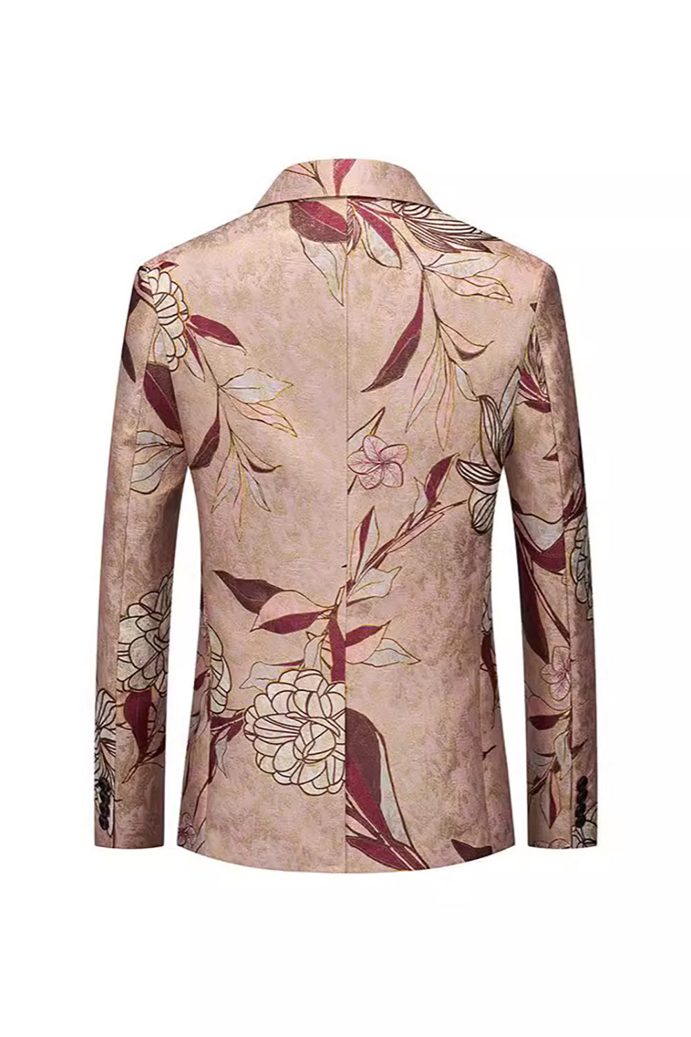 Rose Gold Enkeltspent Hakket Jakkeslag Trykt Herreballblazer