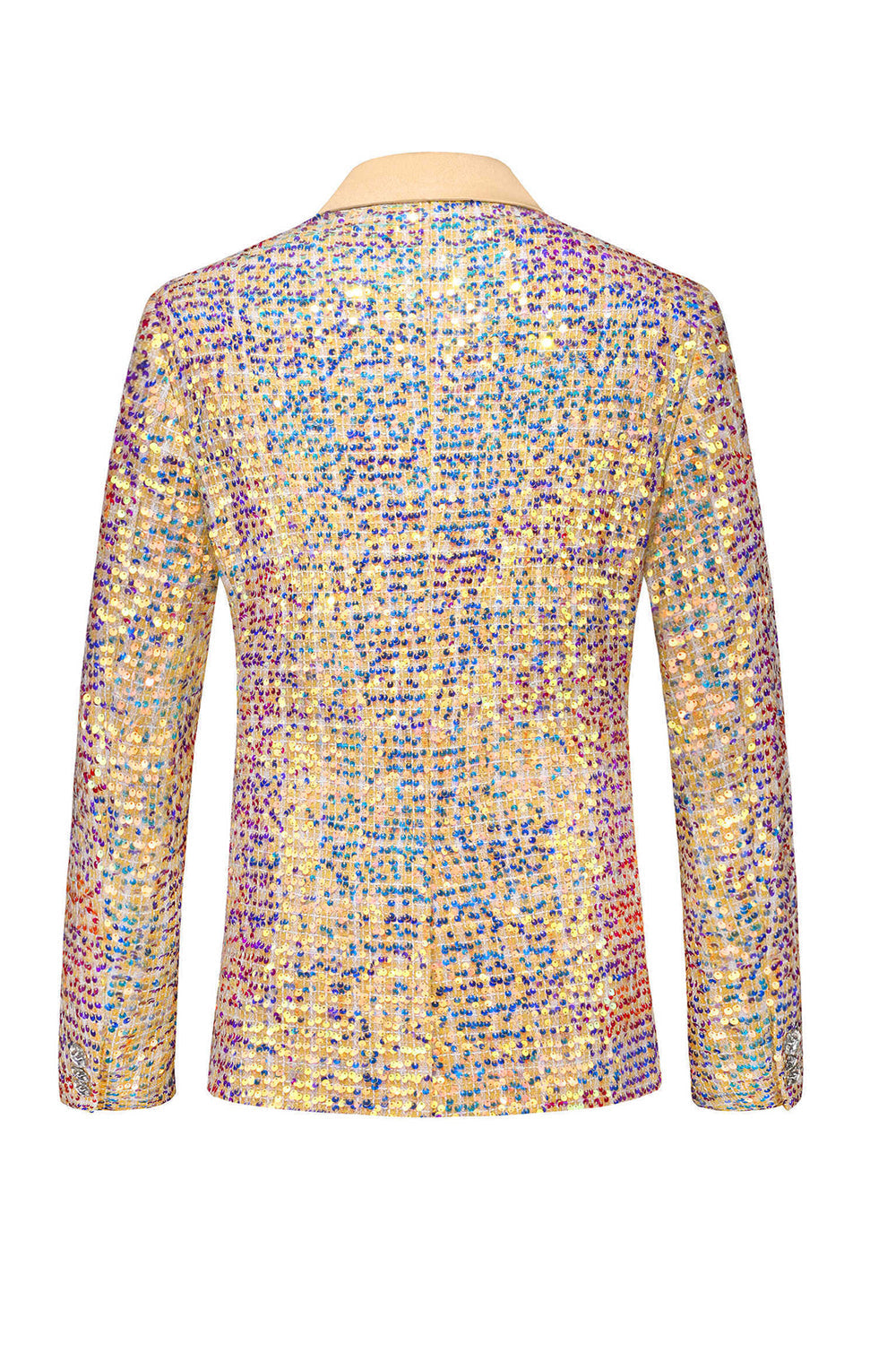 Champagne Paljett Enkeltspent Hakket Jakkeslag Trykt 2 deler Skoleballdresser for menn