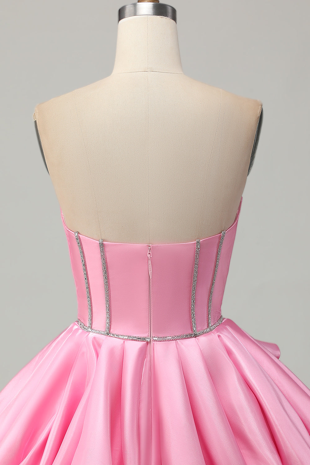 Rosa Bodycon Sweetheart Satengkorsett Homecoming Kjole med Rhinestones