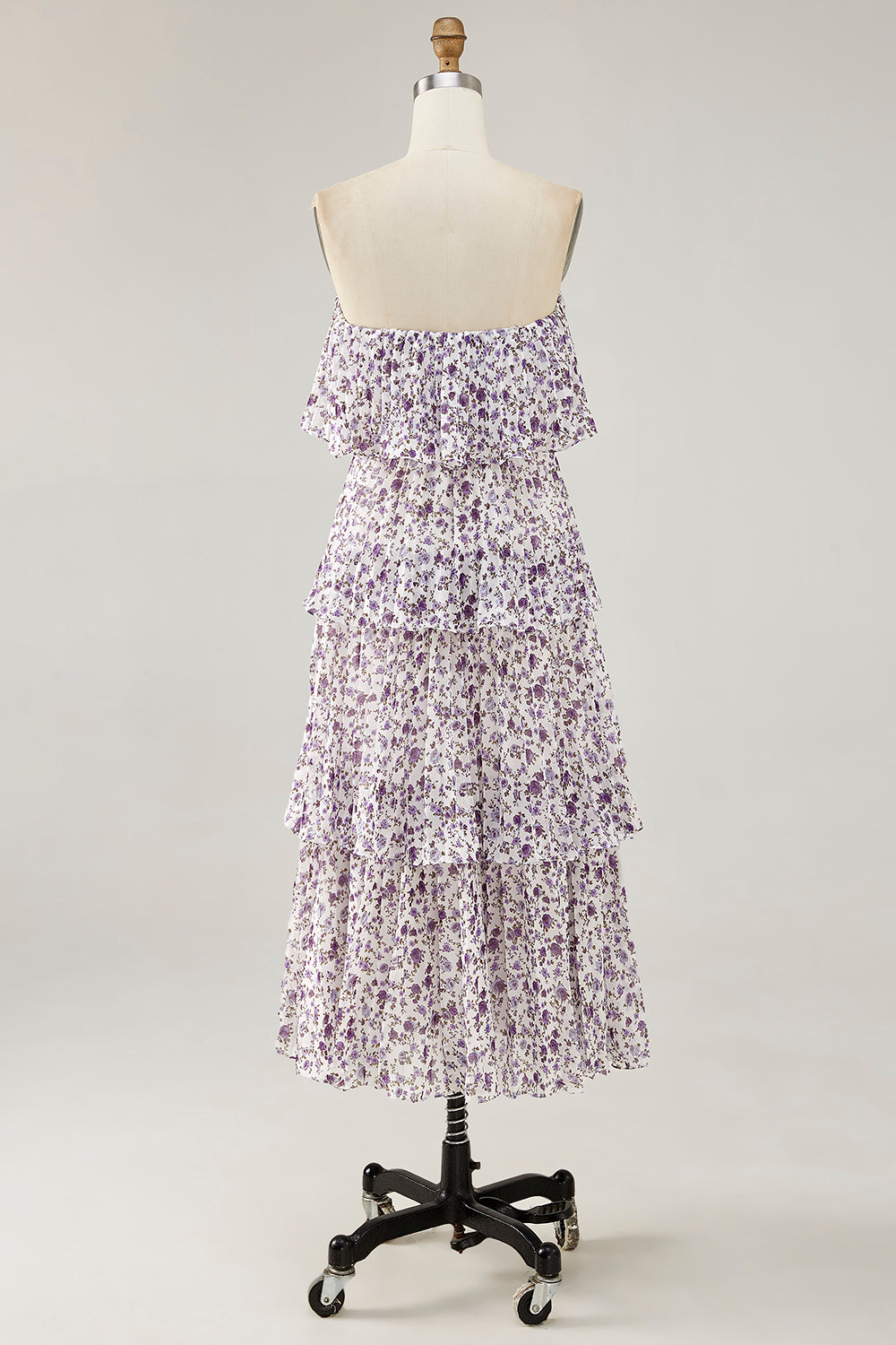 Off The Shoulder Lilla Blomst Trykt A Line Brudegjest Kjole