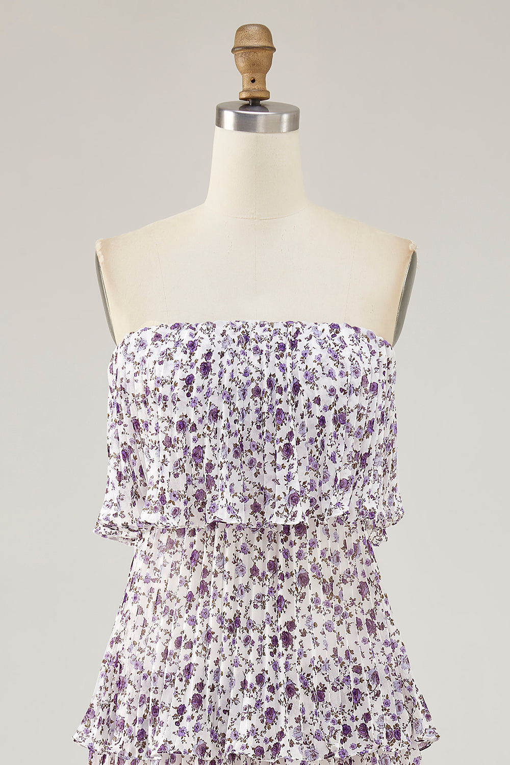 Off The Shoulder Lilla Blomst Trykt A Line Brudegjest Kjole
