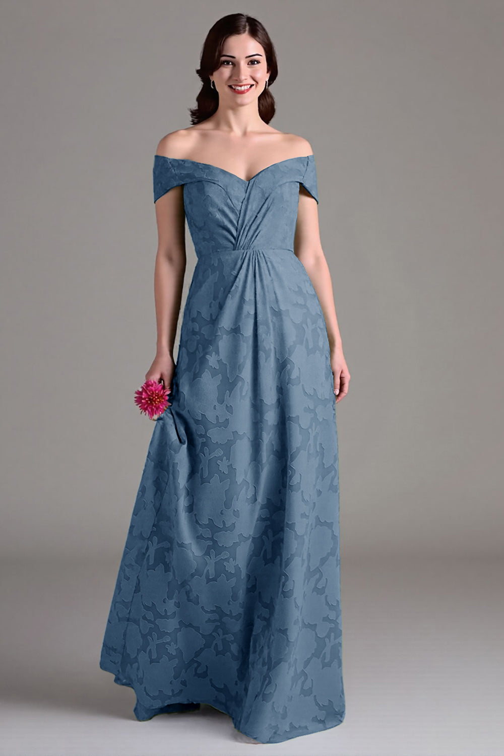 Eukalyptus A-linje Off The Shoulder Lang brudepikekjole