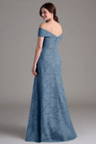 Eukalyptus A-linje Off The Shoulder Lang brudepikekjole