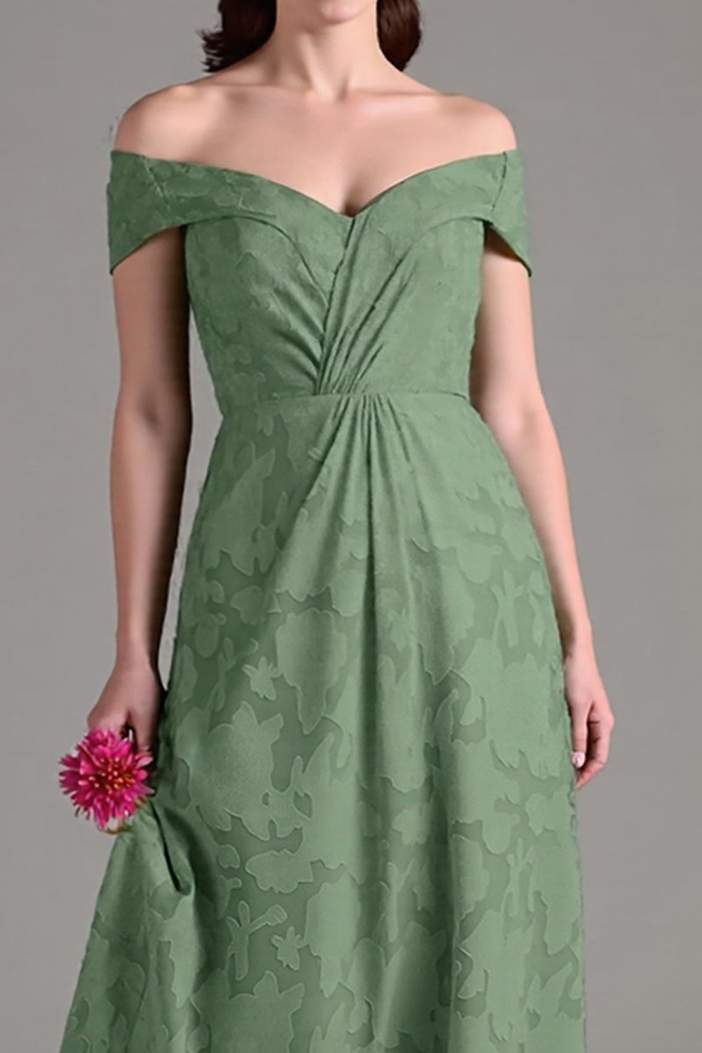 Eukalyptus A-linje Off The Shoulder Lang brudepikekjole
