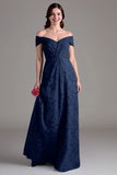 Eukalyptus A-linje Off The Shoulder Lang brudepikekjole