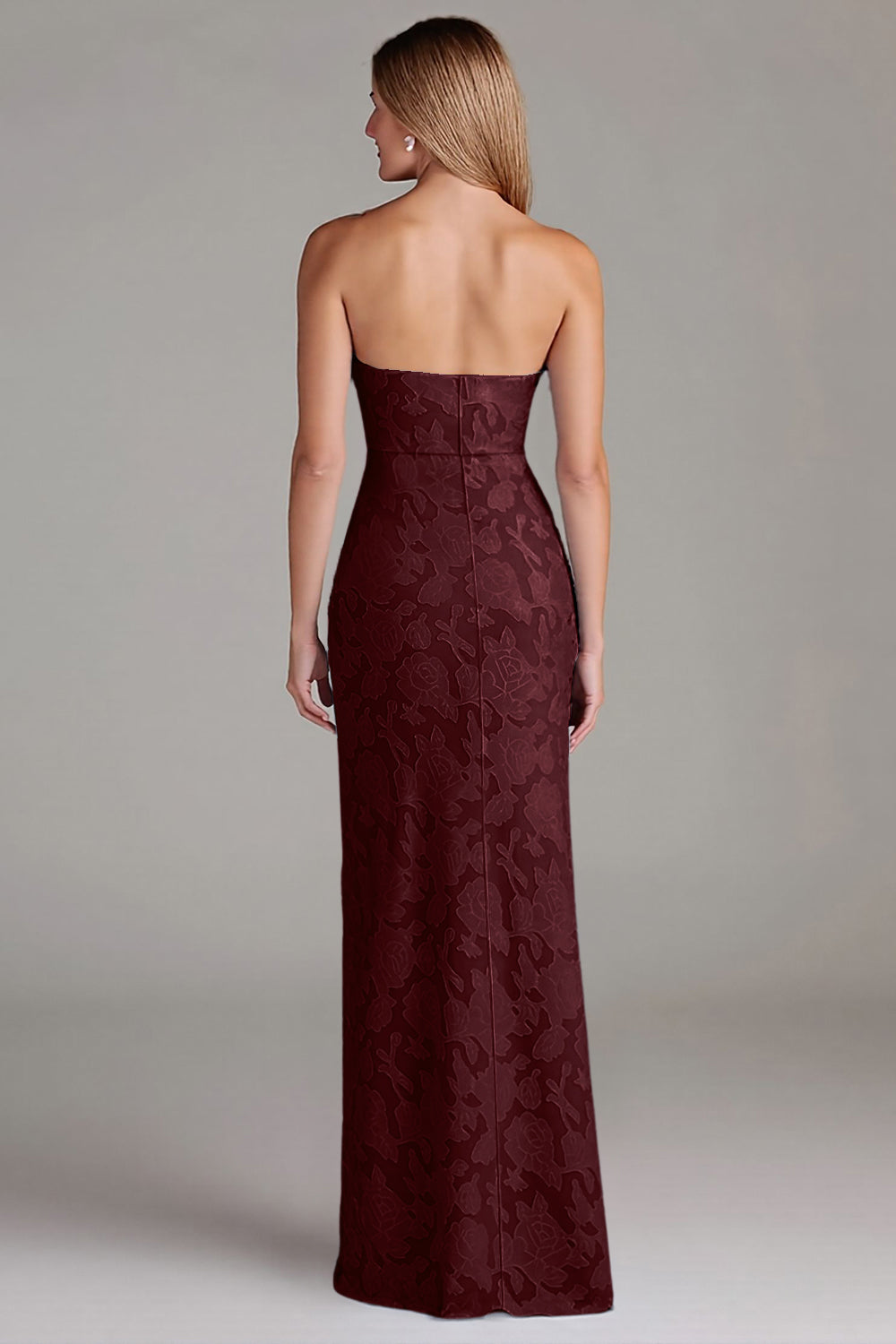 Stroppeløs slire støvete blå lang brudepikekjole