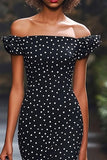 Havfrue Off The Shoulder Svart Hvit Polka Dot Kjole