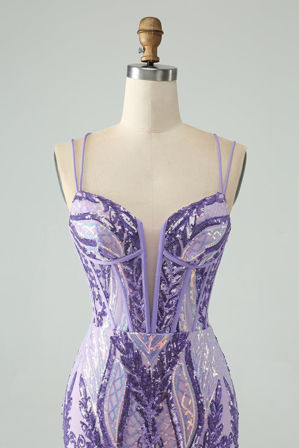 Sparkly Dark Purple Spaghetti stropper Korsett Homecoming kjole med paljetter