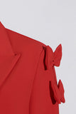 Red Peak Lapel Kvinner Prom Blazer med Sløyfe