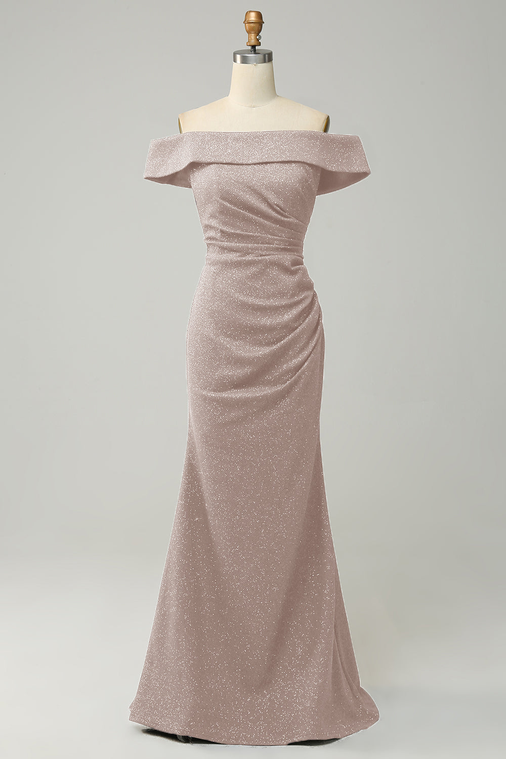 Navy Off The Shoulder Sparkly Slire Long Bridesmaid Dress