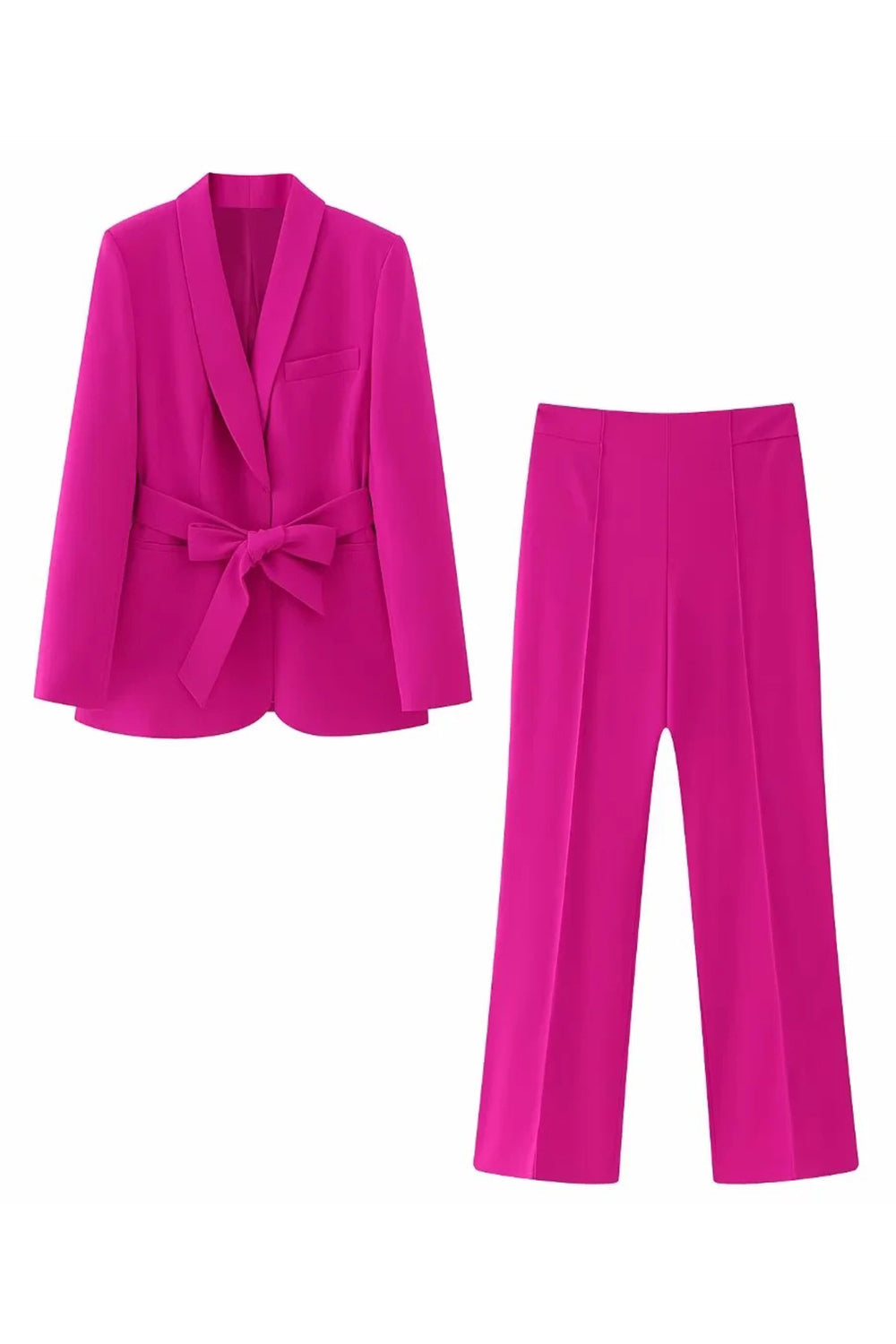 Fuchsia 2 Piece Sjal Lapel Kvinner Drakter
