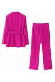 Fuchsia 2 Piece Sjal Lapel Kvinner Drakter