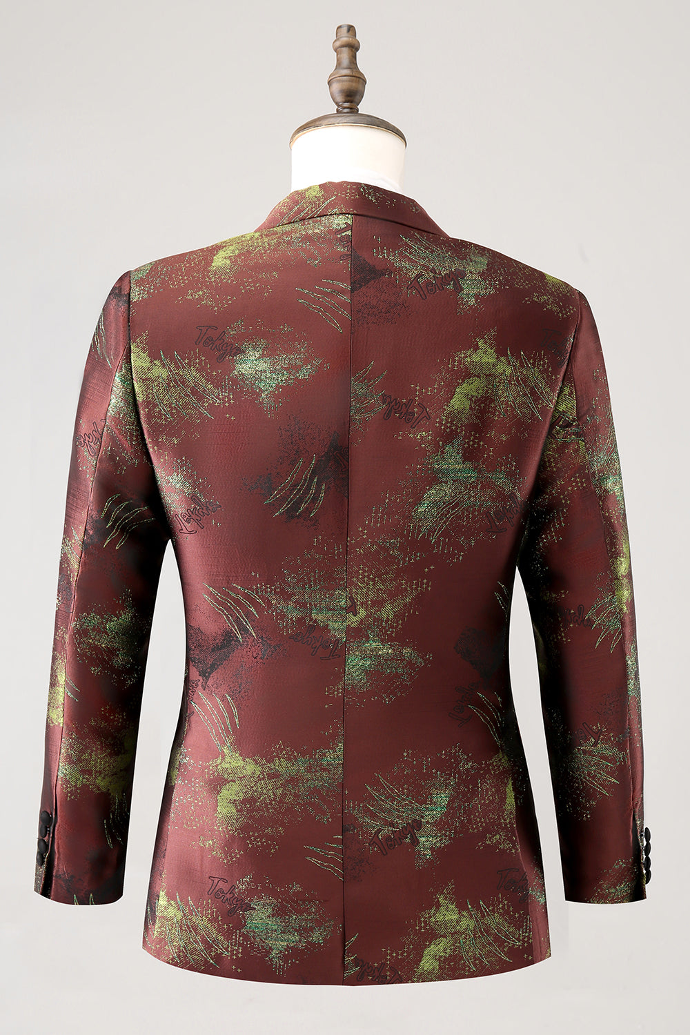 Brun Peak jakkeslag 2-delt Jacquard One Button Balldresser for menn