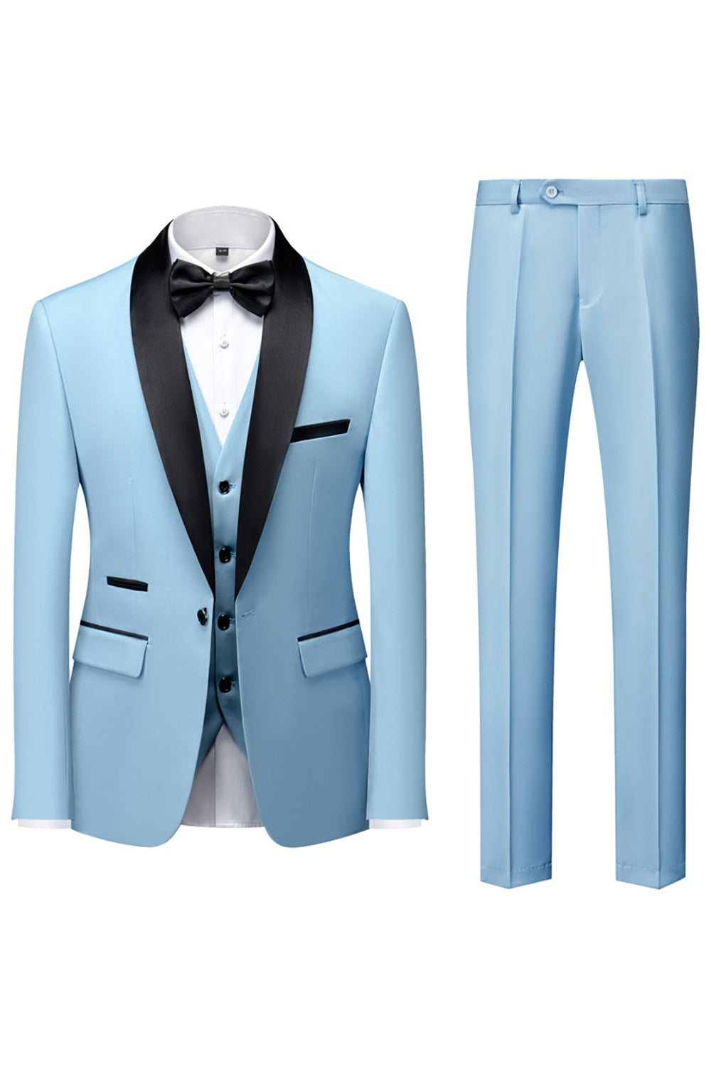 Svart sjal jakkeslag 3-delt Slim Fit herredresser