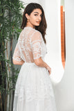 Hvit Boho Maxi blonder formell festkjole