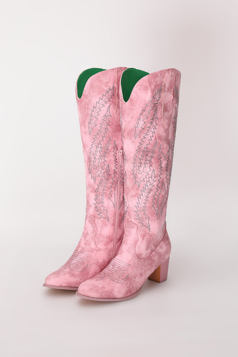 Dusty Rose brodert Mid Calf Cowgirl Boho støvler