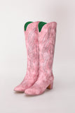 Dusty Rose brodert Mid Calf Cowgirl Boho støvler