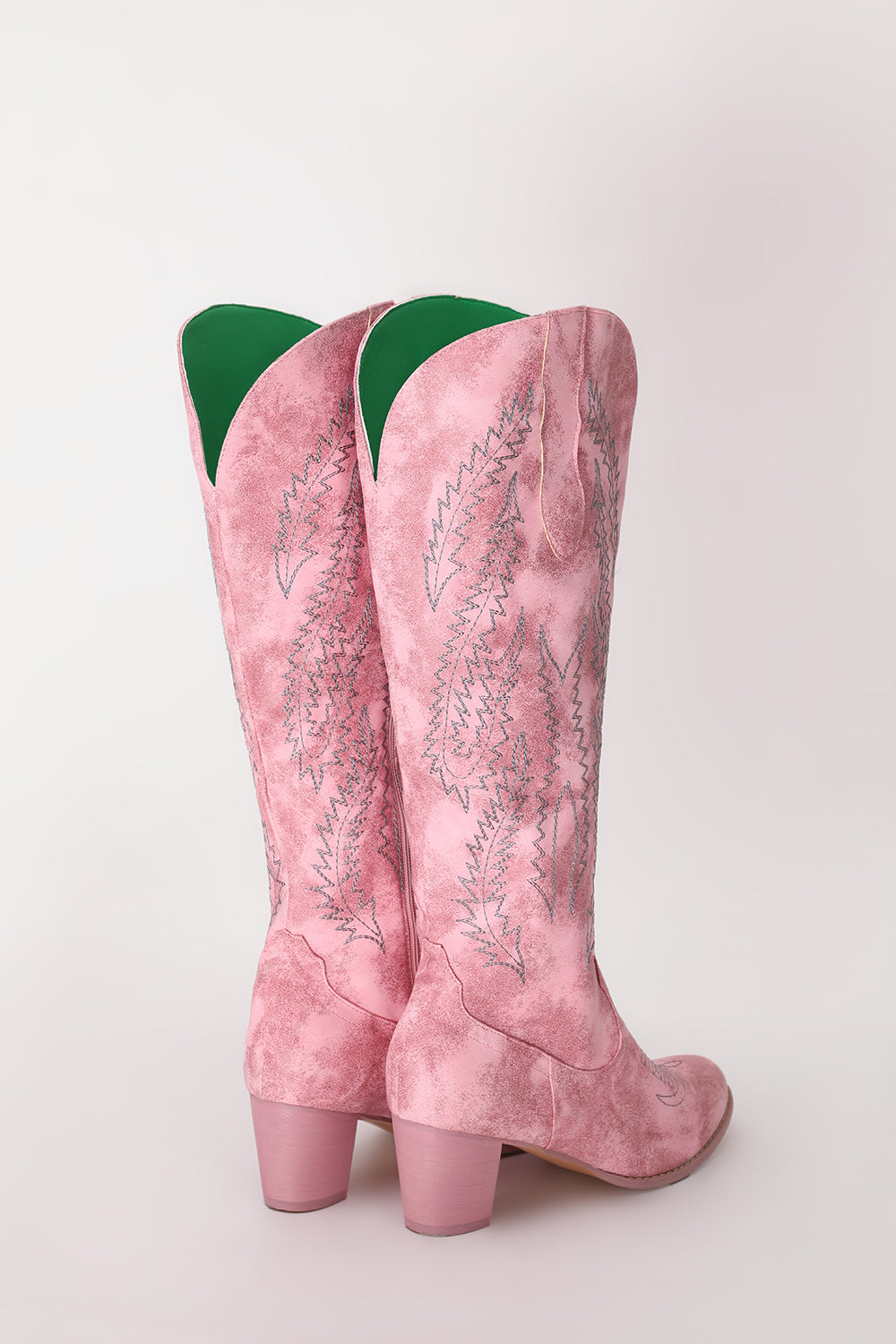 Dusty Rose brodert Mid Calf Cowgirl Boho støvler