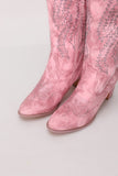 Dusty Rose brodert Mid Calf Cowgirl Boho støvler