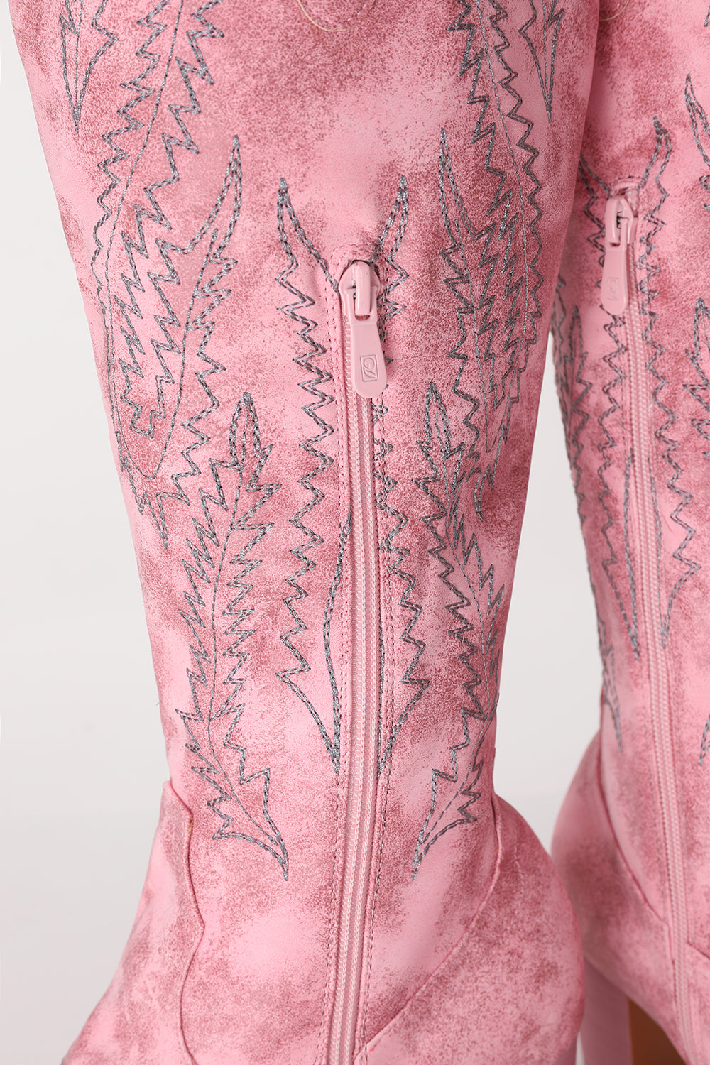 Dusty Rose brodert Mid Calf Cowgirl Boho støvler