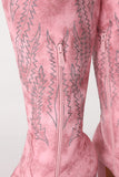 Dusty Rose brodert Mid Calf Cowgirl Boho støvler