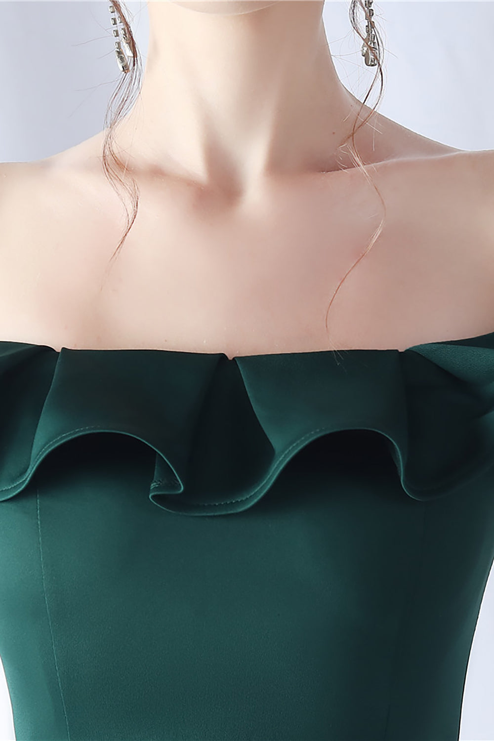 Burgund havfrue av skulderen Lang formell kjole med volanger