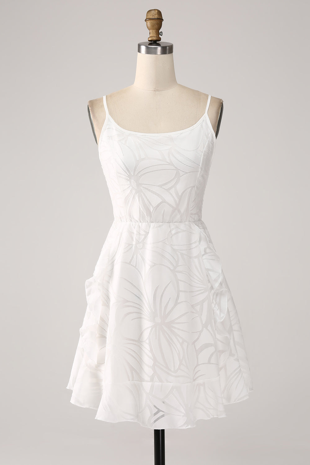 Hvit A-Line Spaghetti stropper Kort Graduation Dress