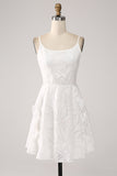 Hvit A-Line Spaghetti stropper Kort Graduation Dress