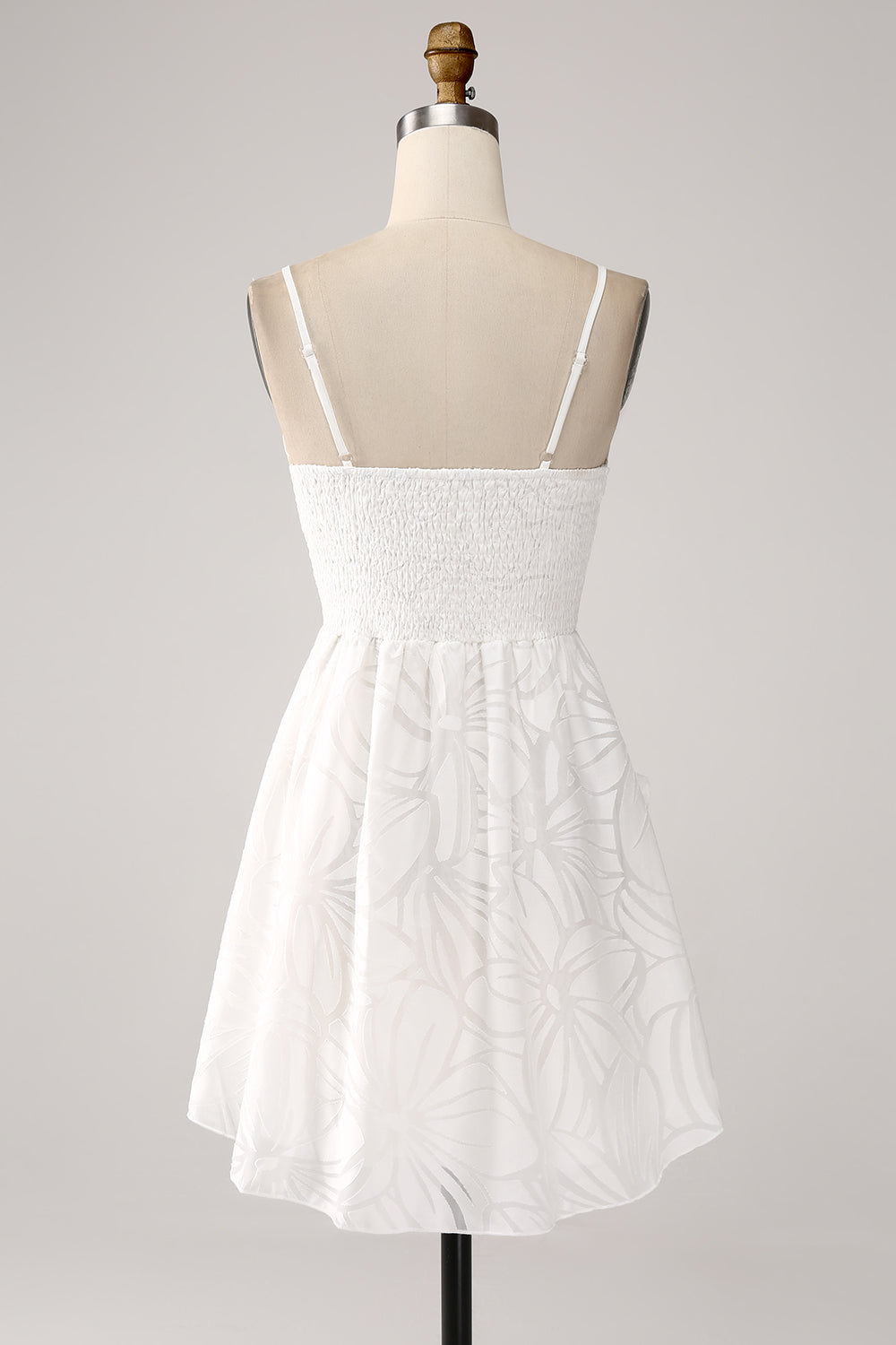 Hvit A-Line Spaghetti stropper Kort Graduation Dress
