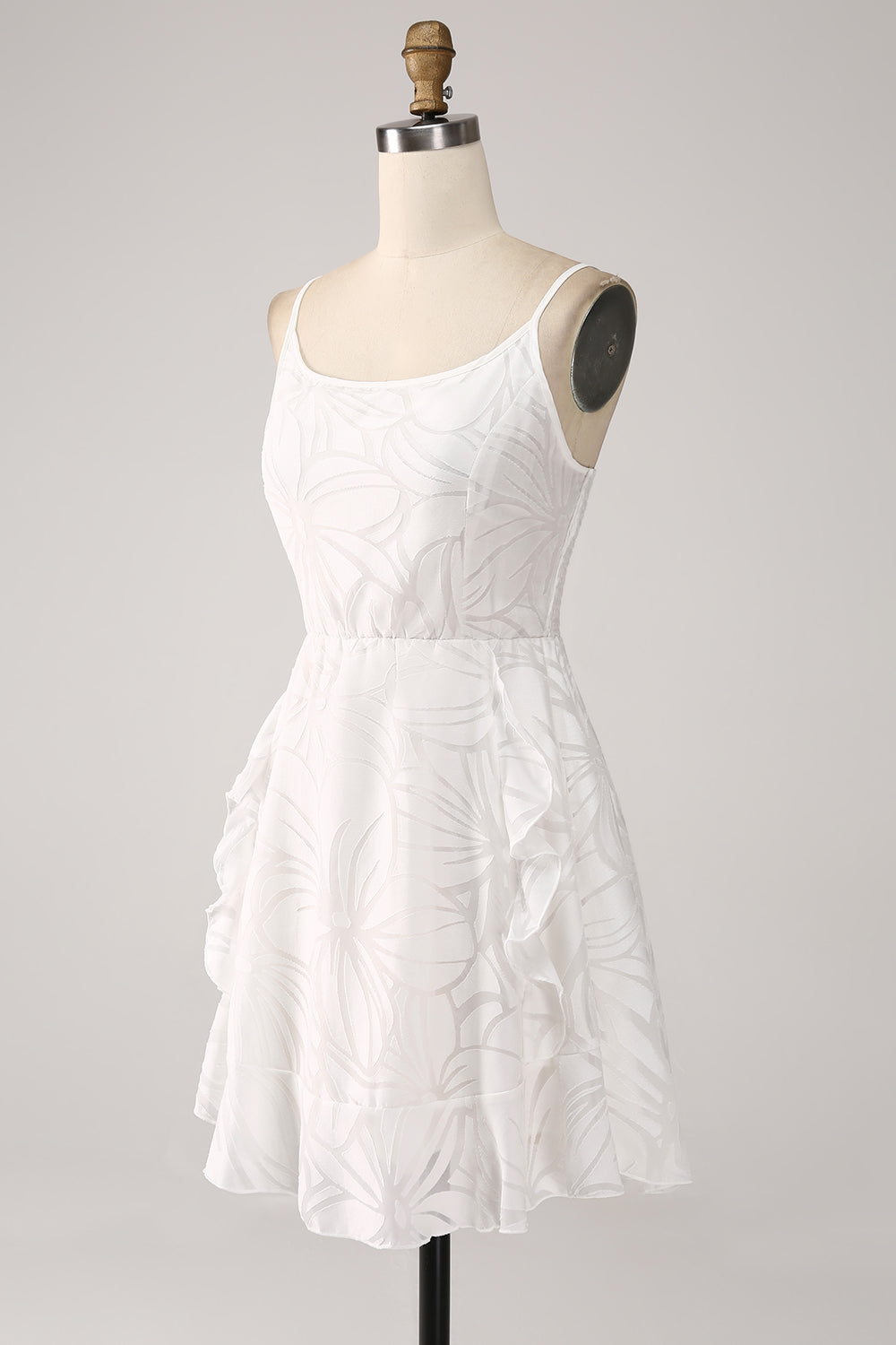 Hvit A-Line Spaghetti stropper Kort Graduation Dress