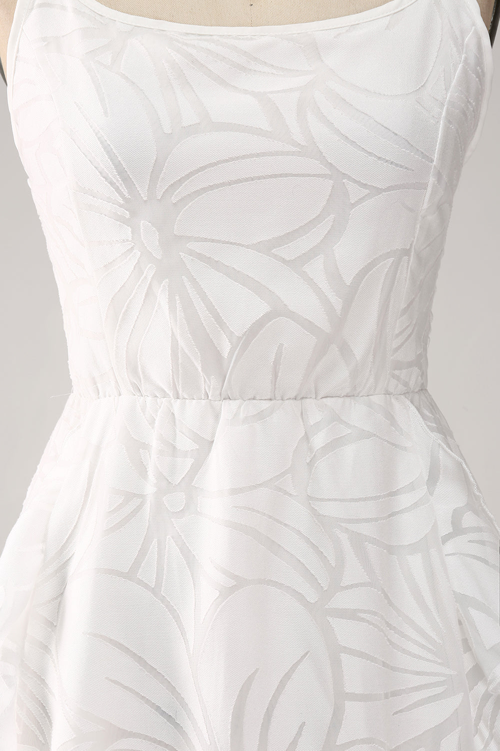 Hvit A-Line Spaghetti stropper Kort Graduation Dress