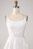 Hvit A-Line Spaghetti stropper Kort Graduation Dress