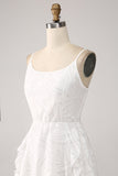 Hvit A-Line Spaghetti stropper Kort Graduation Dress
