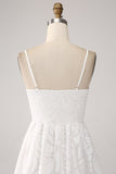 Hvit A-Line Spaghetti stropper Kort Graduation Dress