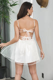 Hvit A-Line Spaghetti stropper Kort Graduation Dress