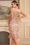 Blush Sparkly Fringes Great Gatsby kjole med paljetter