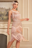 Blush Sparkly Fringes Great Gatsby kjole med paljetter