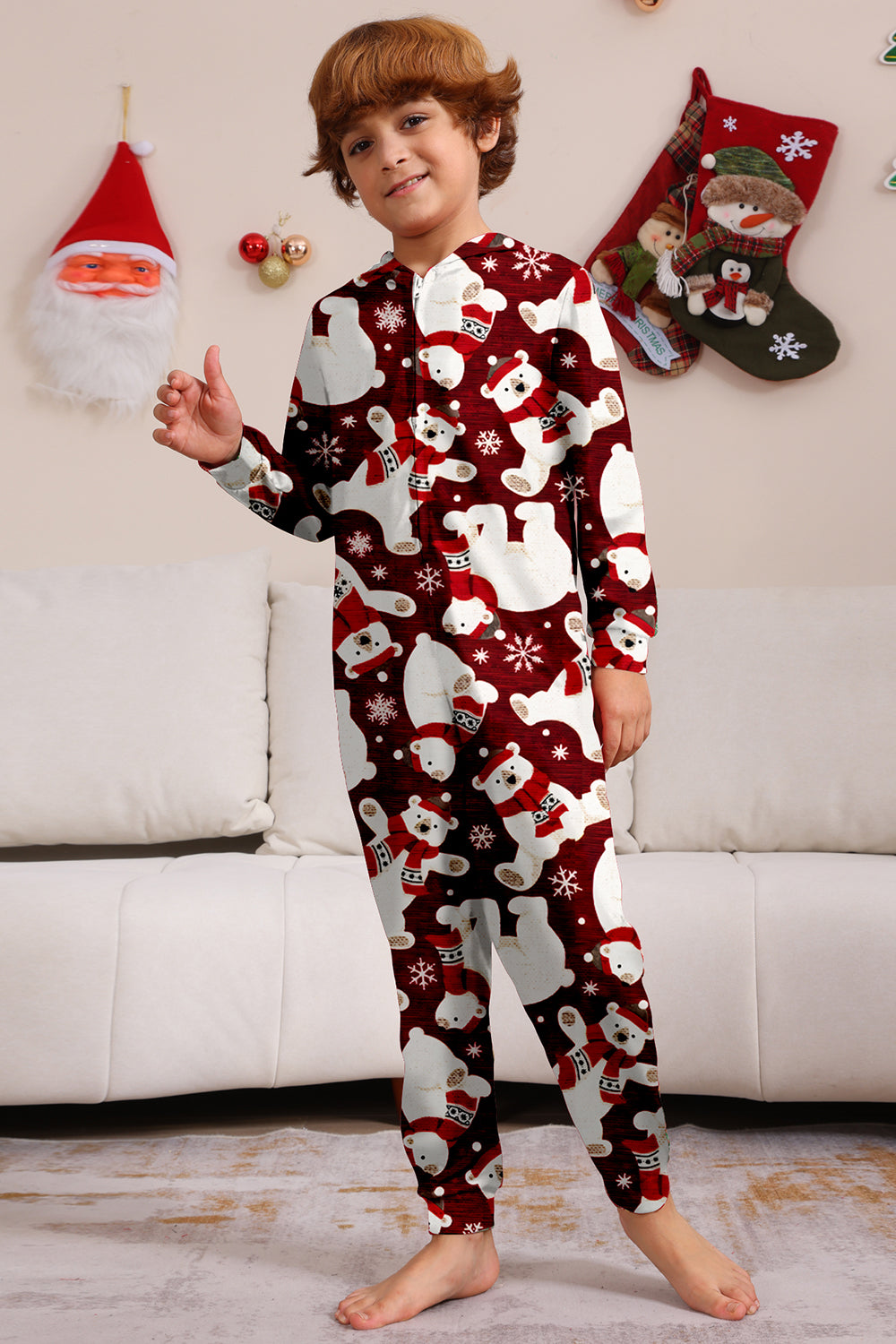Burgunder Bear Familie Pyjamassett