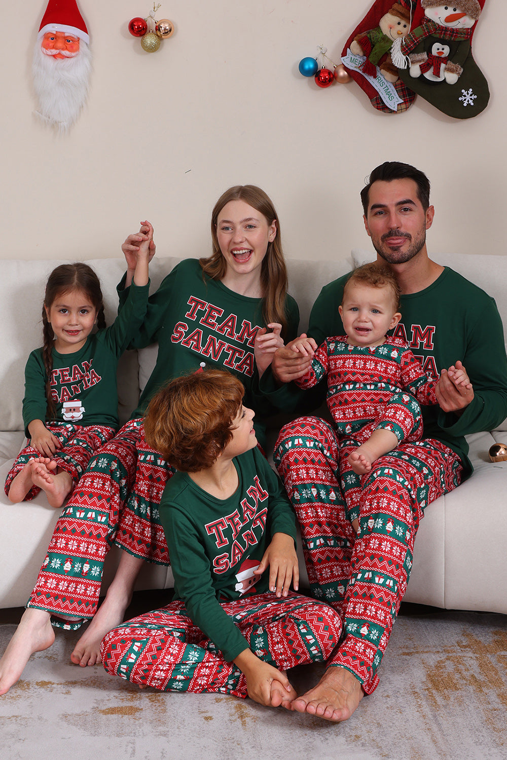 Mørkegrønn Jul Familie Matchende Pyjamassett
