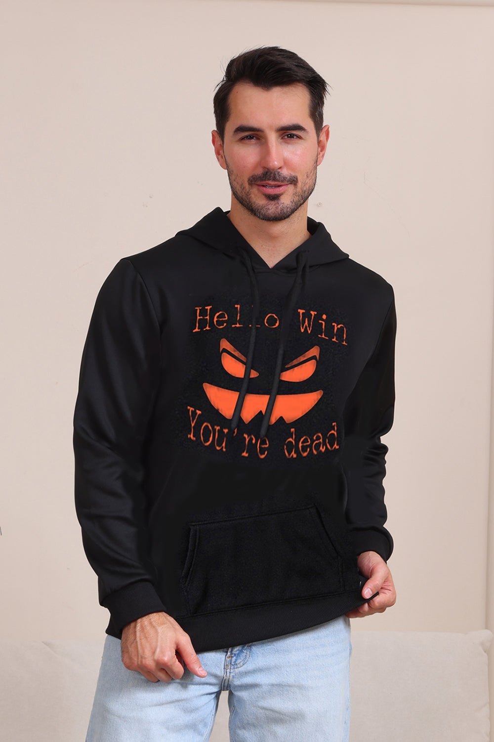 Evil Black Pumpkin Hooded Family Gensere