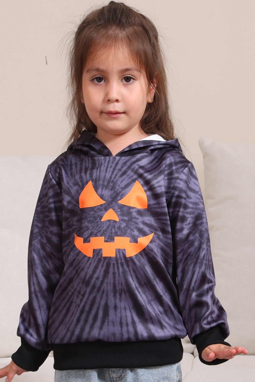 Grå Halloween Gresskar Mønster Familie Kostyme Hette Top