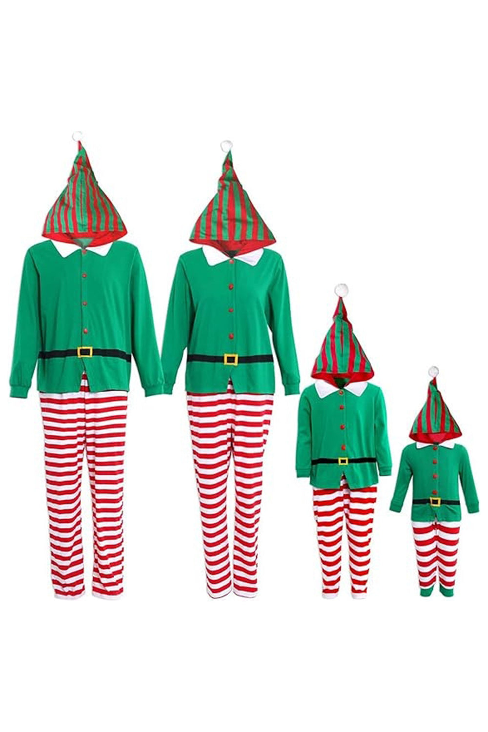 Grønn pyjamas med stripete bukser familiematchende julepyjamassett