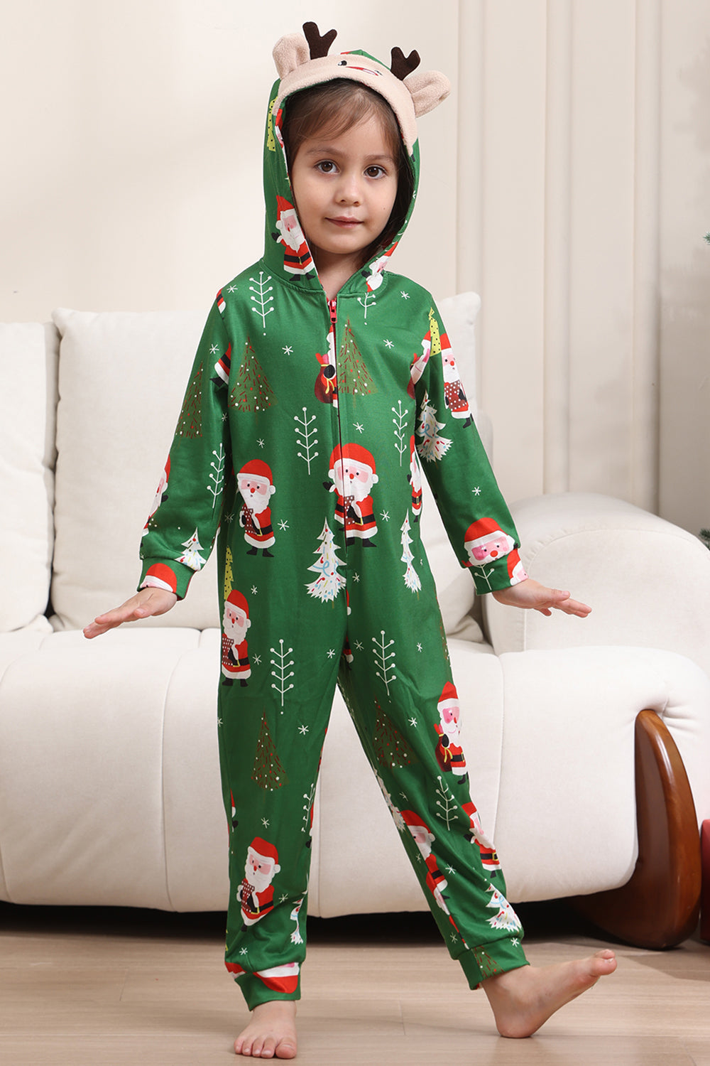Grønn julepyjamas for familie matchende jul for kvinner menn hette i ett stykke pjs ferie nattøy