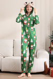 Grønn julepyjamas for familie matchende jul for kvinner menn hette i ett stykke pjs ferie nattøy